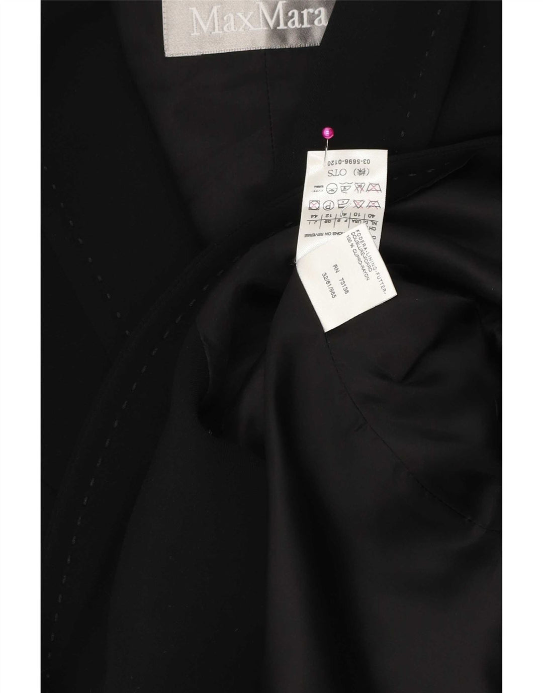Jaqueta blazer feminina Max Mara manga 3/4 1 botão Reino Unido 12 médio preto rayon