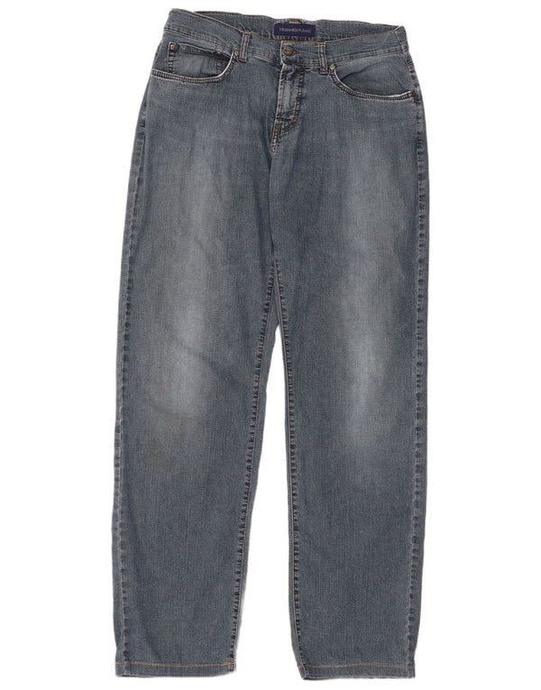 Trussardi Mens Straight Jeans W34 L32 Azul Algodão