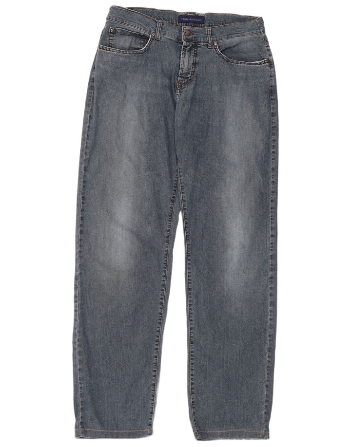 Trussardi Mens Straight Jeans W34 L32 Azul Algodão
