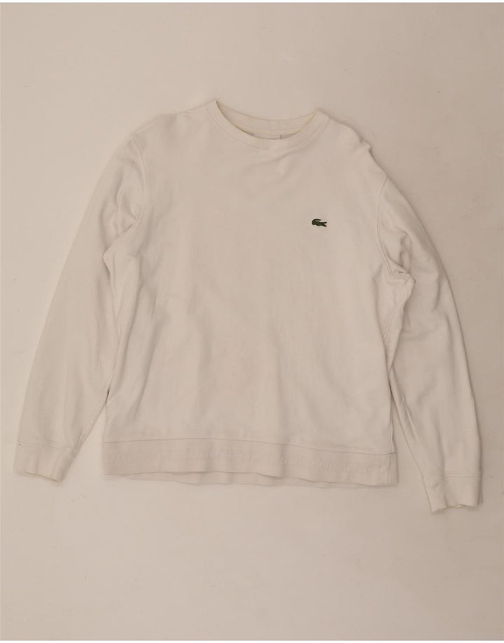 LACOSTE moletom masculino tamanho 6 XL algodão branco
