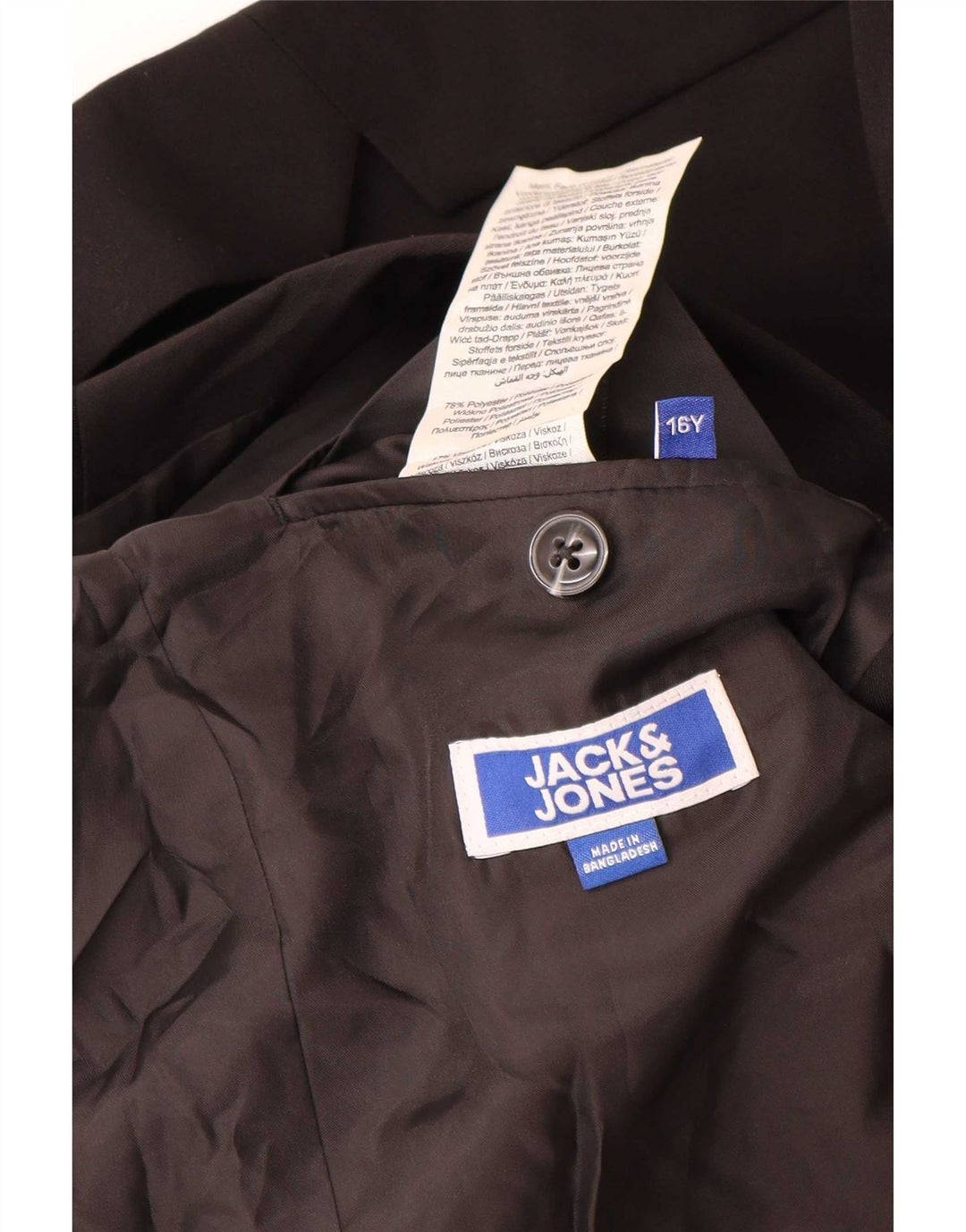 Jaqueta blazer de 2 botões Jack & Jones Boys 15-16 anos preto poliéster