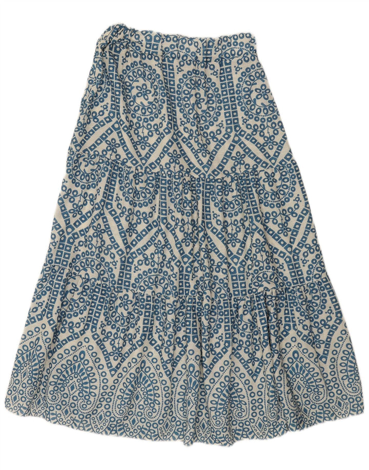 Saia maxi feminina vintage W28 viscose paisley azul médio