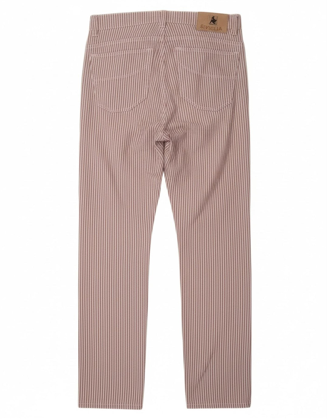 Calça feminina casual reta SIVIGLIA W31 L33 algodão listrado roxo