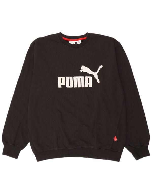 Puma Mens Graphic Moletom Jumper Grande Algodão Preto