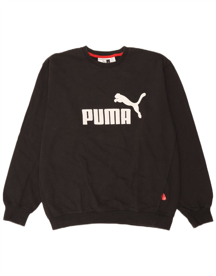 Puma Mens Graphic Moletom Jumper Grande Algodão Preto