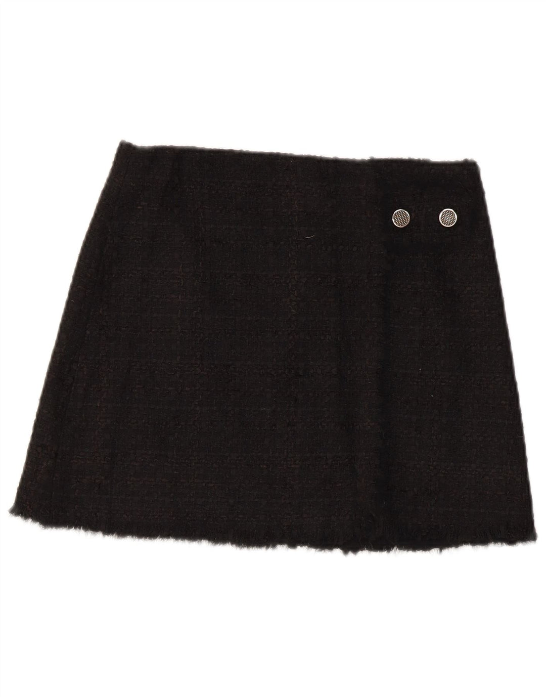 Mini saia feminina Zara pequena W26 preto xadrez acrílico