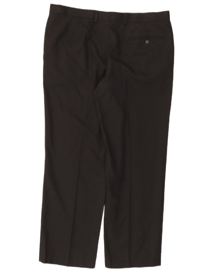 Calça feminina reta regular Marks & Spencer W36 L29 lã preta