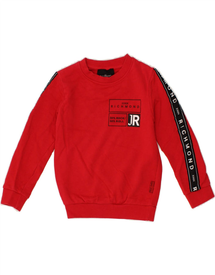 RICHMOND Boys Graphic Sweatshirt Jumper 4-5 Years Red Cotton Vintage Richmond and Second-Hand Richmond from Messina Hembry 