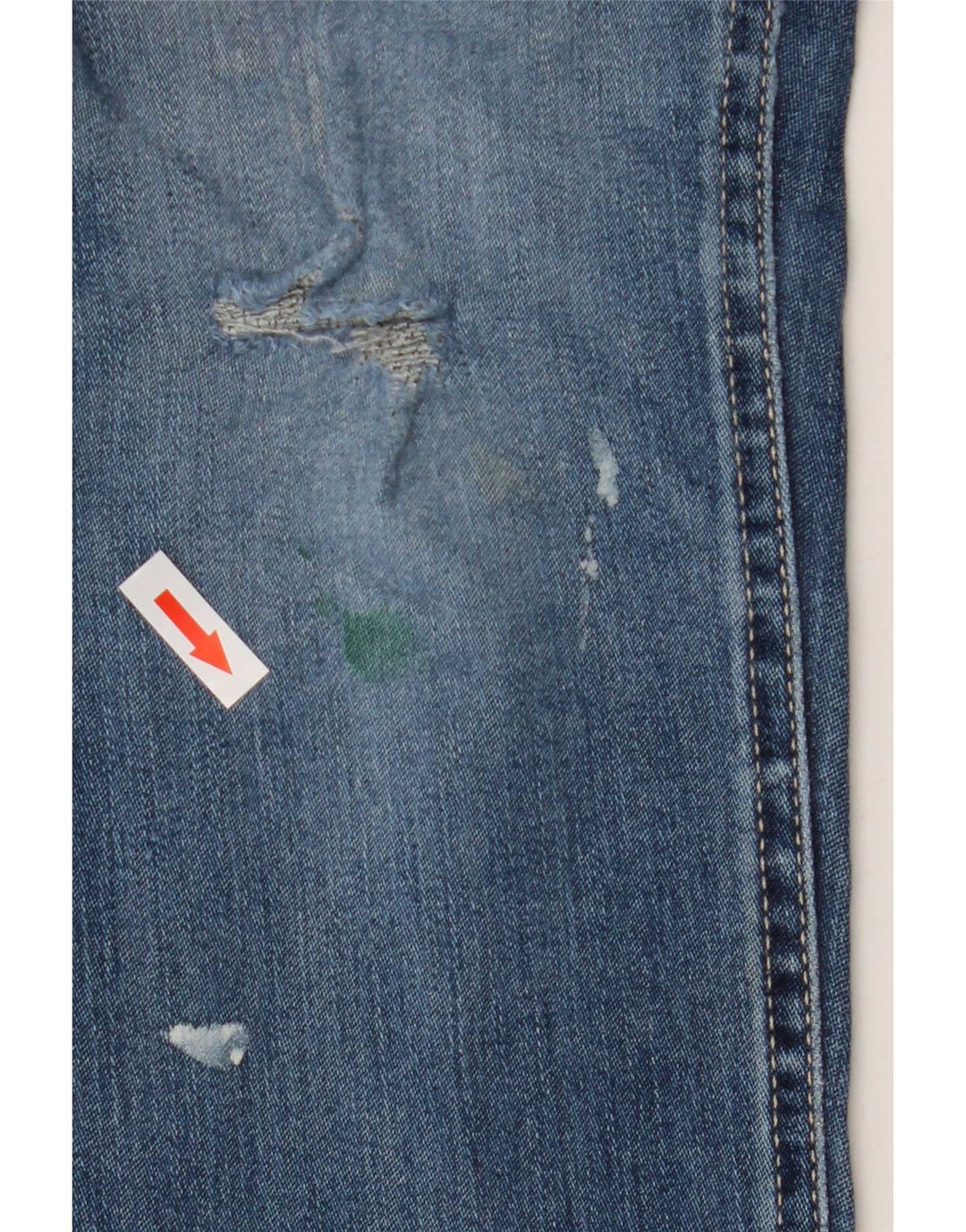 Marks & Spencer Calça jeans slim masculina desgastada W28 L33 algodão azul