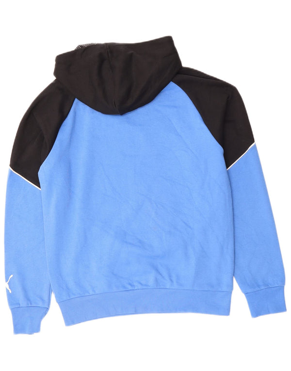 PUMA Mens Graphic Hoodie Jumper Small Blue Colourblock