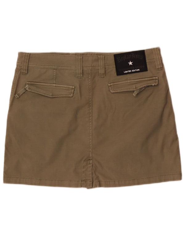 Saia cargo feminina Replay grande W34 algodão cáqui