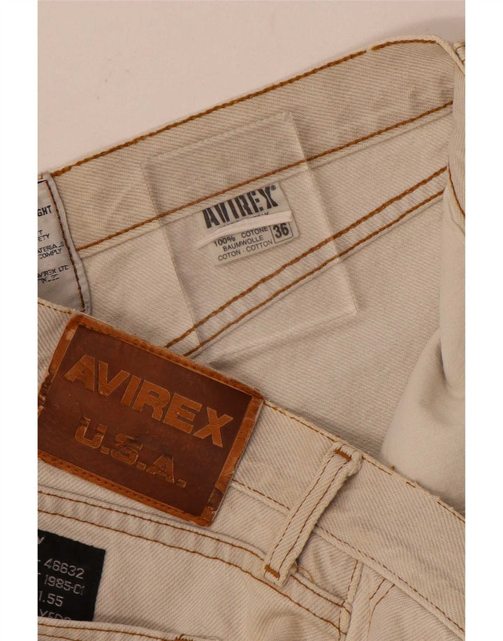 Jeans retos masculinos Avirex W36 L30 algodão bege