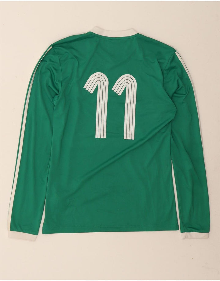 Adidas Mens Climalite Graphic Top Manga Longa Pequeno Verde Listrado Poliéster