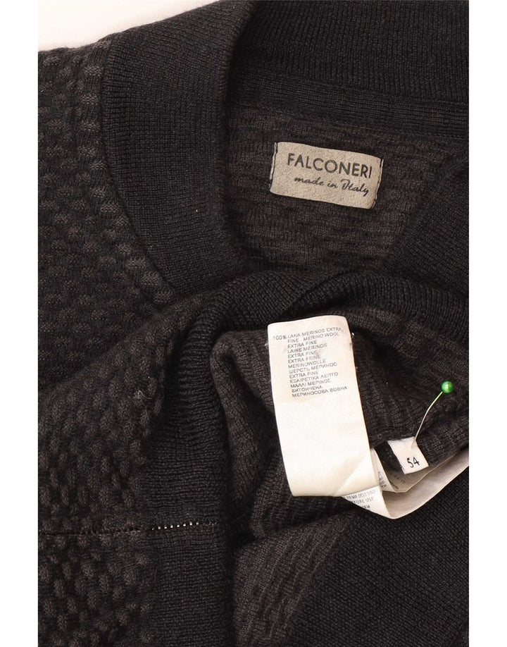 Suéter cardigã masculino Falconeri IT 54 XL lã cinza