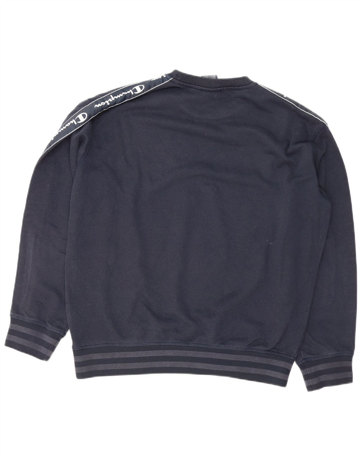 Champion masculino gráfico moletom jumper médio azul marinho algodão