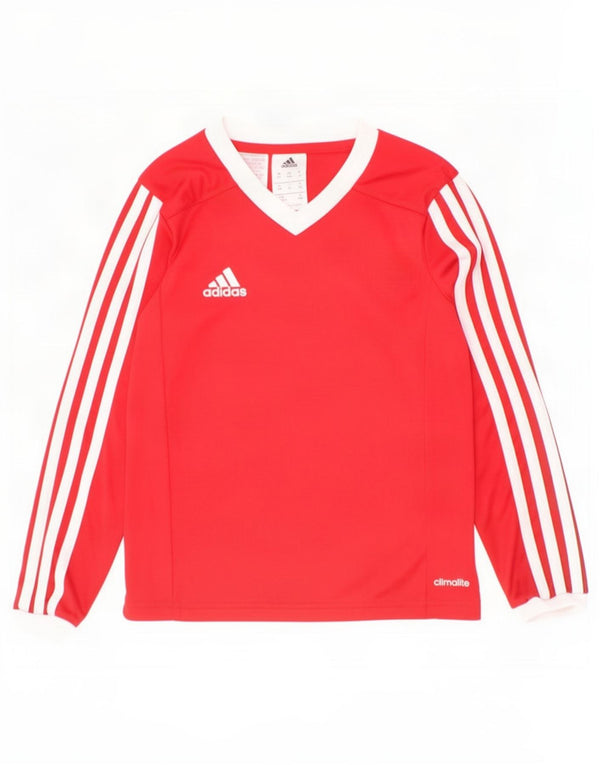 Adidas Meninos Climalite Top Manga Comprida 7-8 Anos Pequeno Colorblock Vermelho