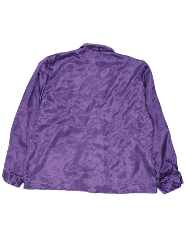 Blusa feminina vintage com babados na frente IT 56 4XL poliéster roxo