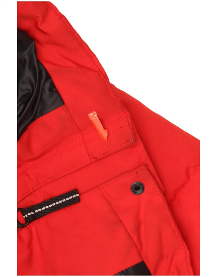 Casaco acolchoado com capuz feminino Superdry UK 8 pequeno poliéster vermelho