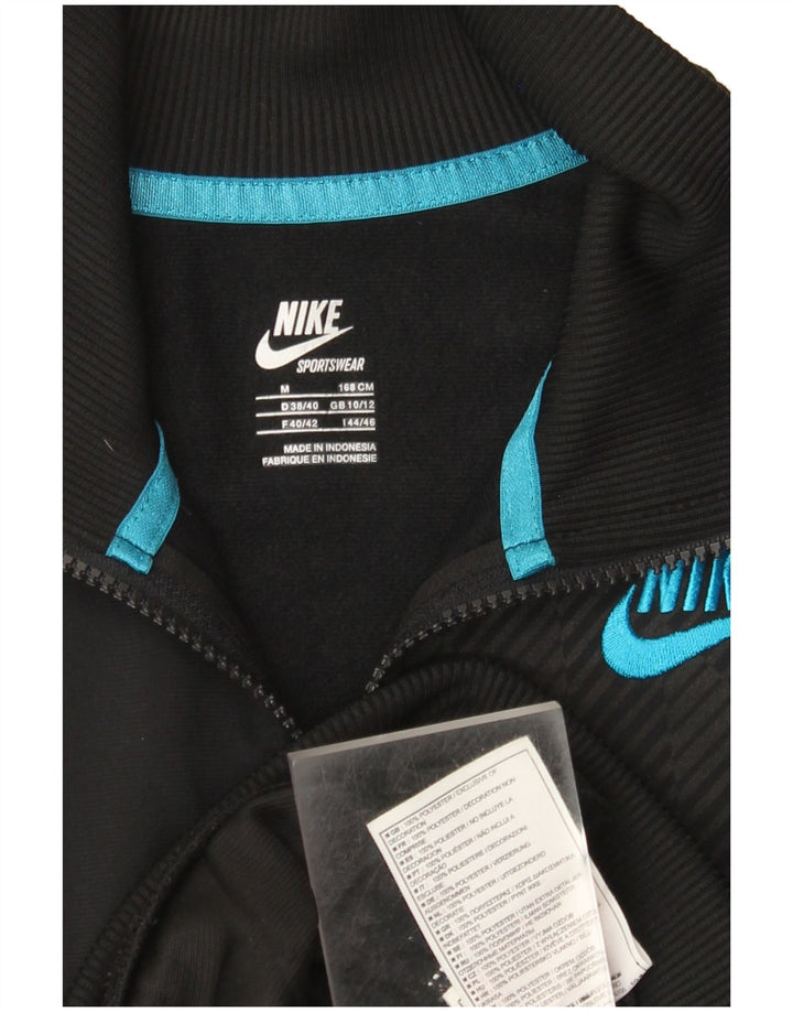 Nike Womens Tracksuit Top Jacket UK 10/12 Médio Preto Risca de Giz Poliéster