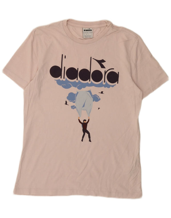 Camiseta gráfica masculina Diadora Top médio algodão rosa