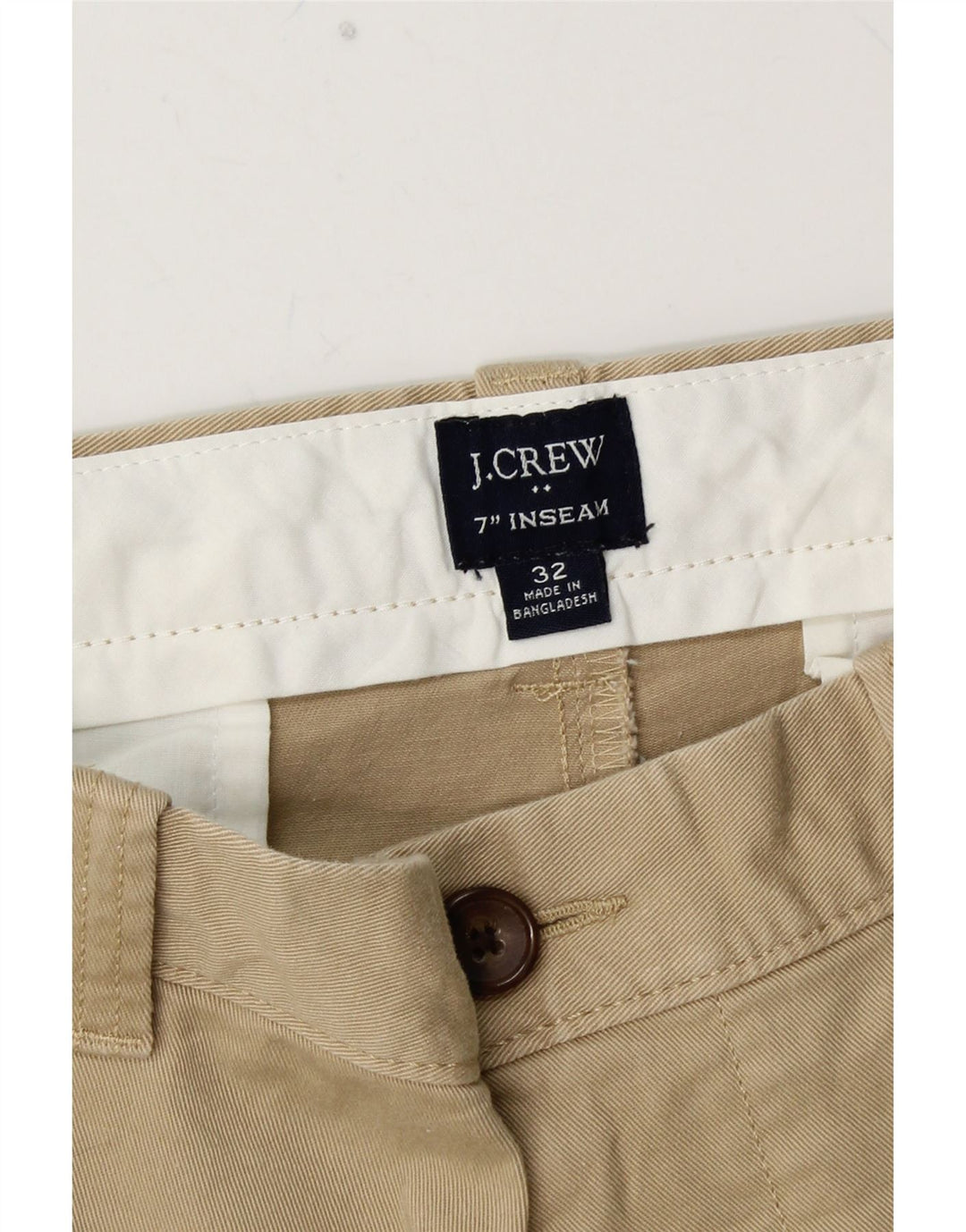 J. CREW Mens Chino Shorts W32 Algodão Bege Médio