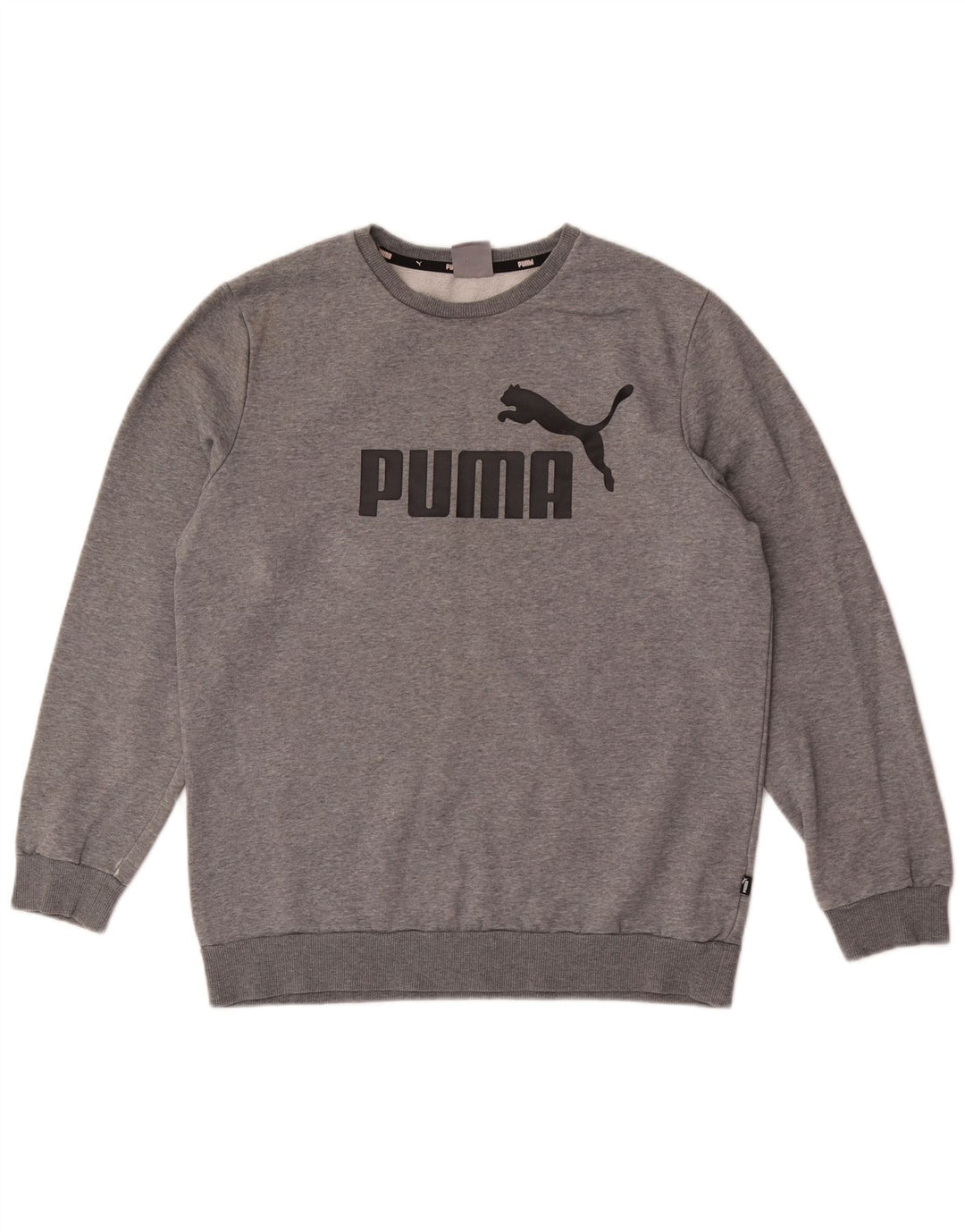 Puma Mens Graphic Moletom Jumper Médio Cinza Algodão