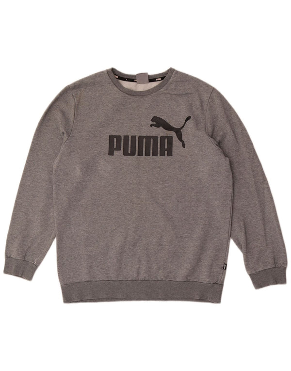 Puma Mens Graphic Moletom Jumper Médio Cinza Algodão