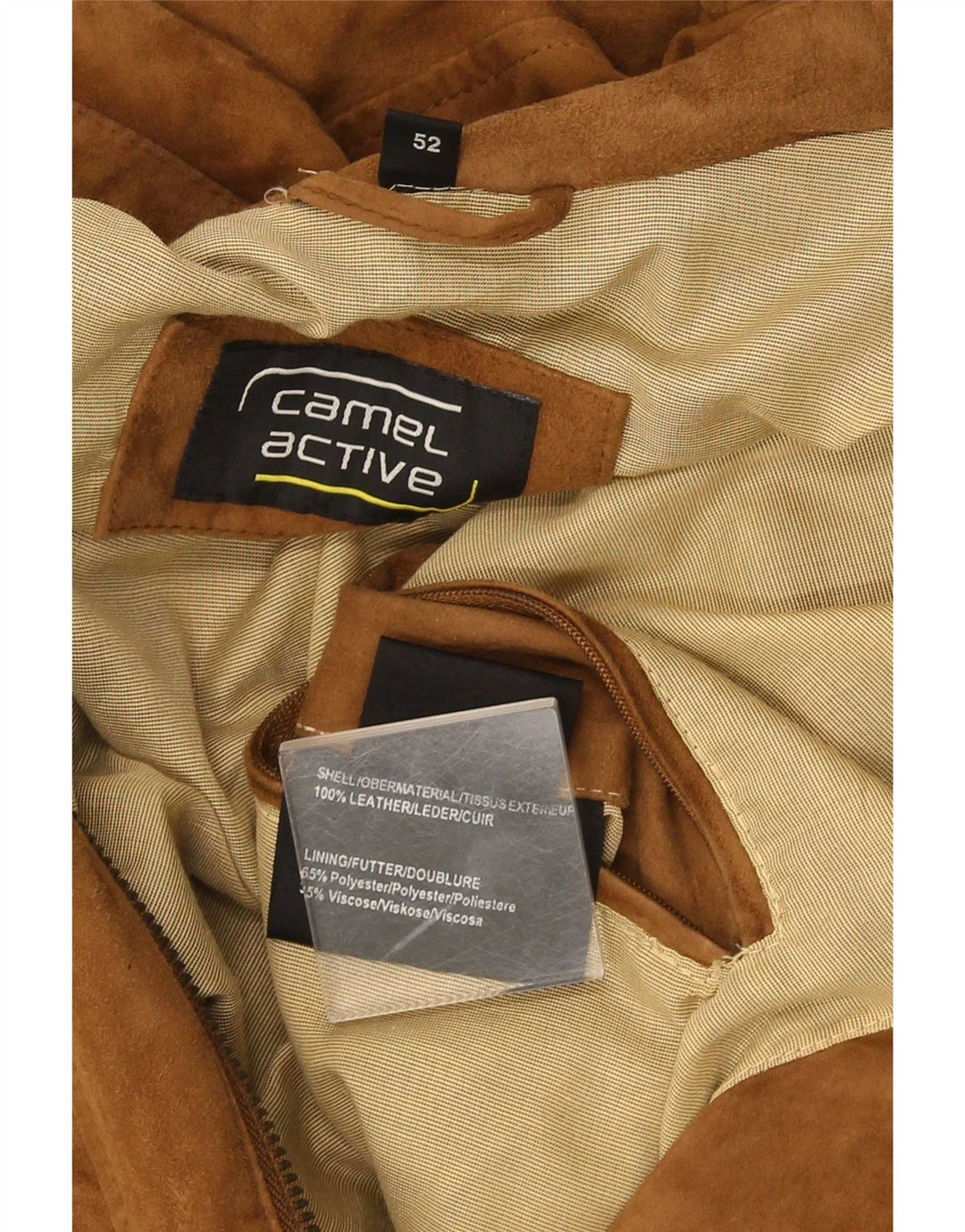 Jaqueta de camurça masculina Camel Active UK 42 XL couro marrom