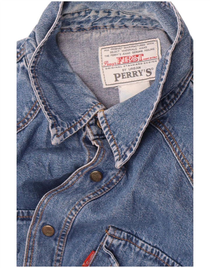 Camisa jeans masculina Perry's grande azul