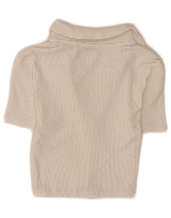 Camisa polo feminina Zara UK 8 pequena algodão branco