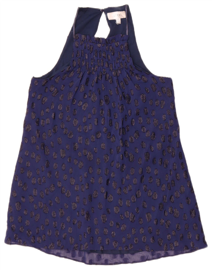 Coast Womens Halter Top UK 10 Pequeno Azul Marinho Manchado