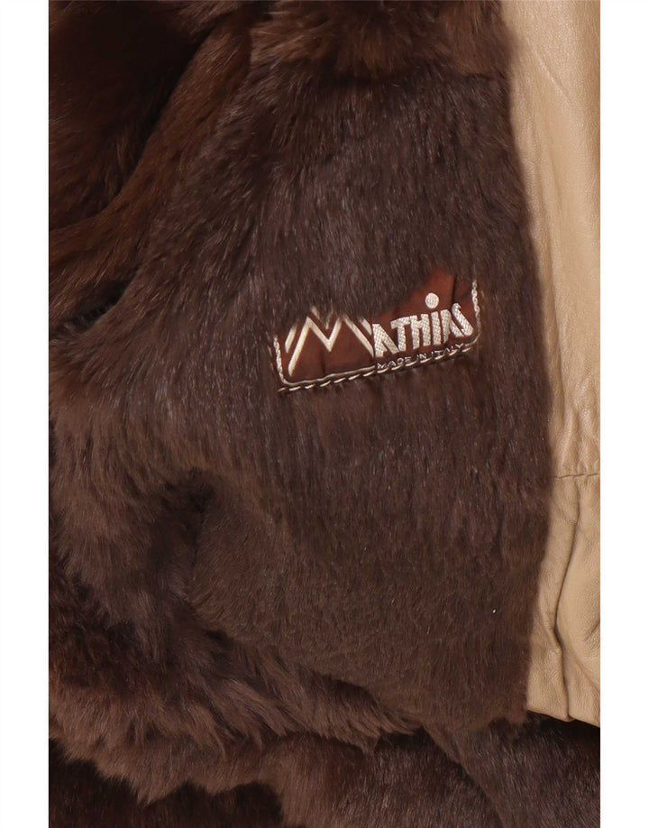 Jaqueta Shearling Feminina Vintage UK 14 Médio Caqui