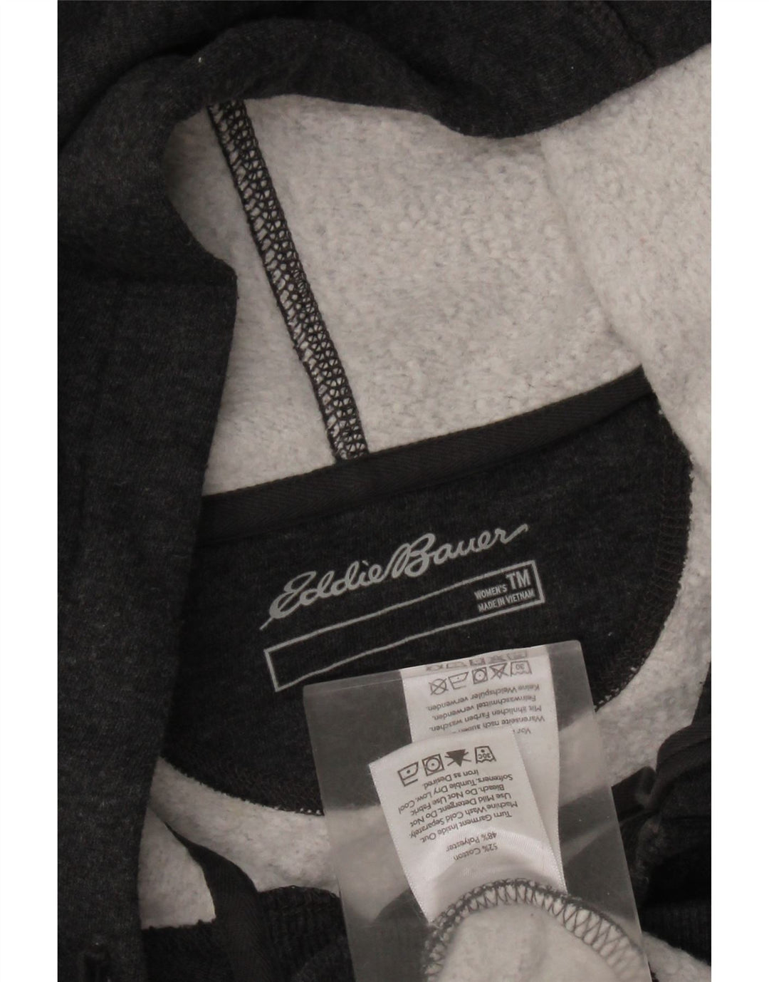 EDDIE BAUER Suéter feminino com capuz e gola redonda Reino Unido 14 algodão cinza médio