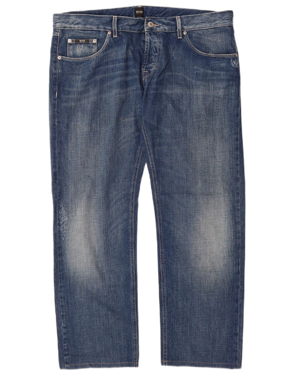 Hugo Boss Masculino Denver Straight Jeans W38 L30 Azul Algodão