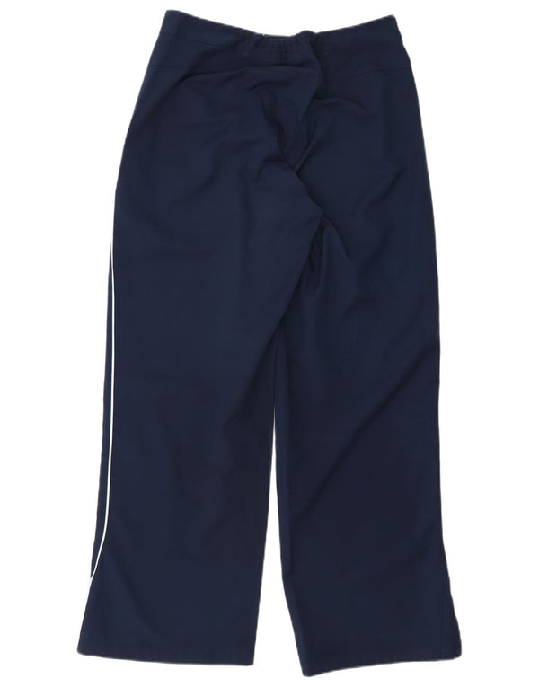 Calça casual feminina Adidas com perna larga UK 12 médio W28 L27 azul marinho