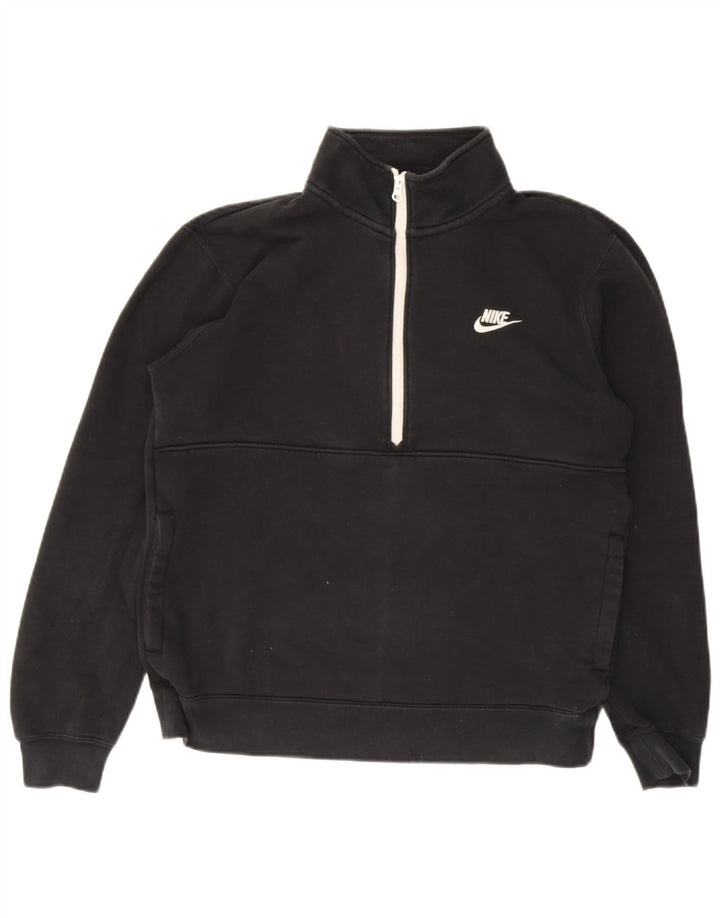 Moletom masculino Nike com zíper e gola alta de algodão preto médio