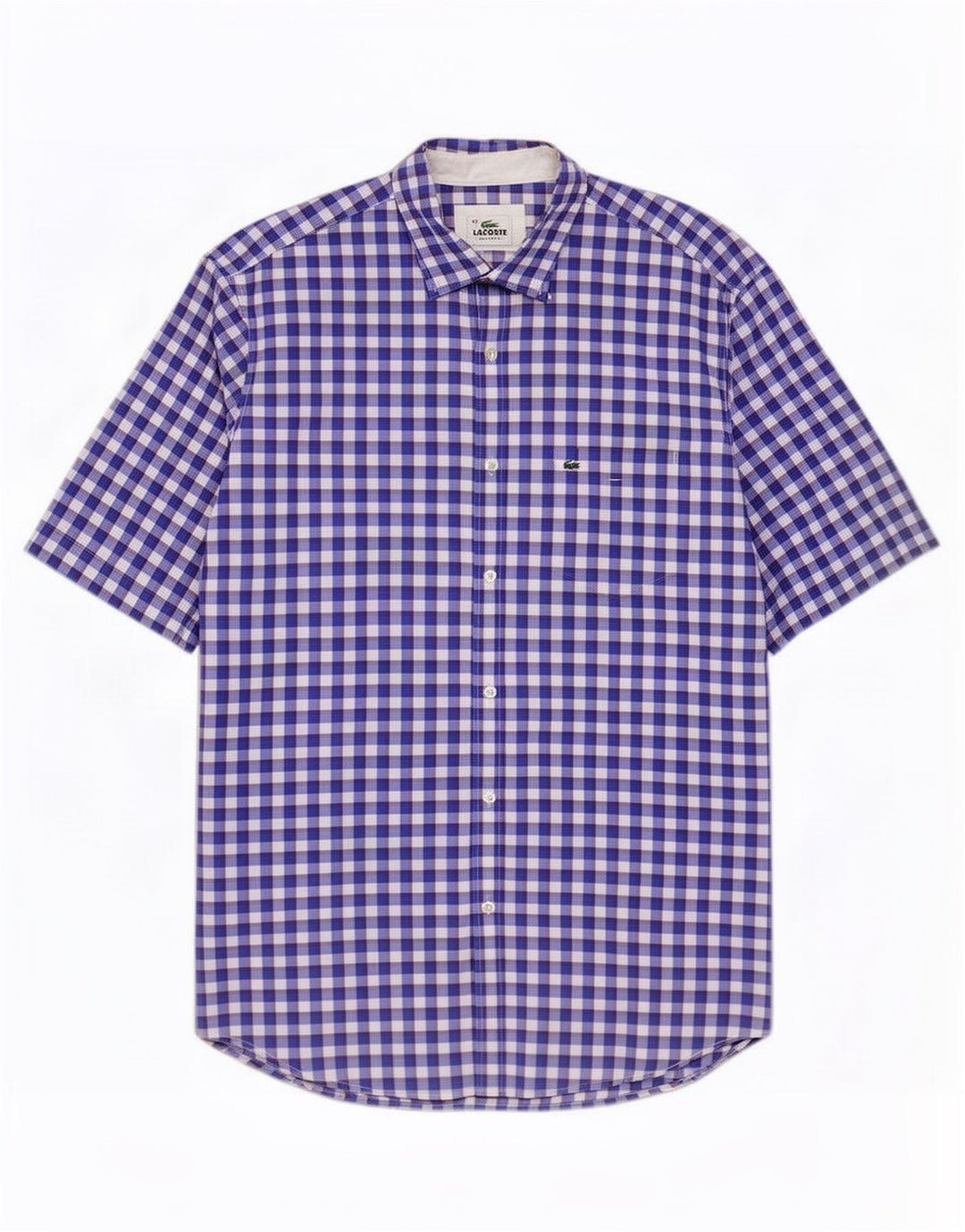 Camisa masculina Lacoste manga curta regular fit tamanho 42 grande azul guingão