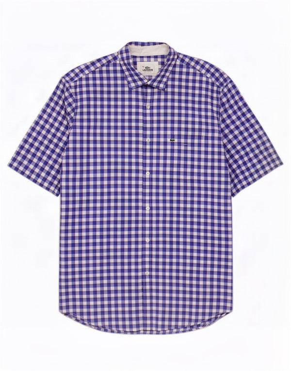 Camisa masculina Lacoste manga curta regular fit tamanho 42 grande azul guingão