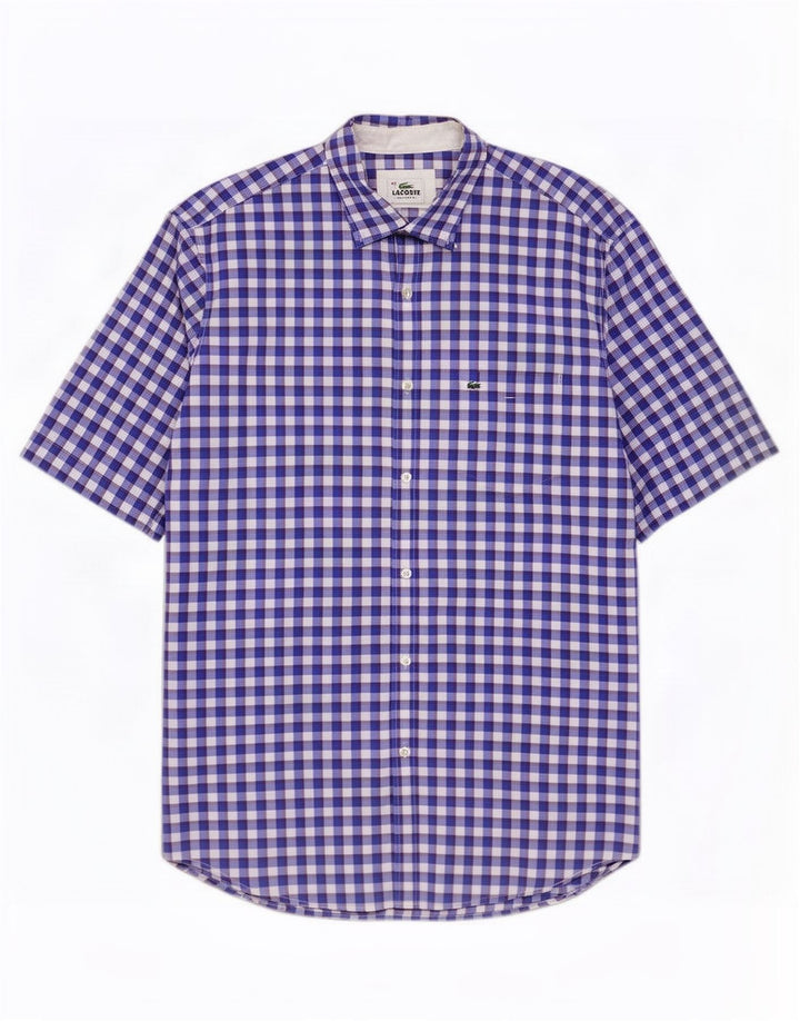 Camisa masculina Lacoste manga curta regular fit tamanho 42 grande azul guingão