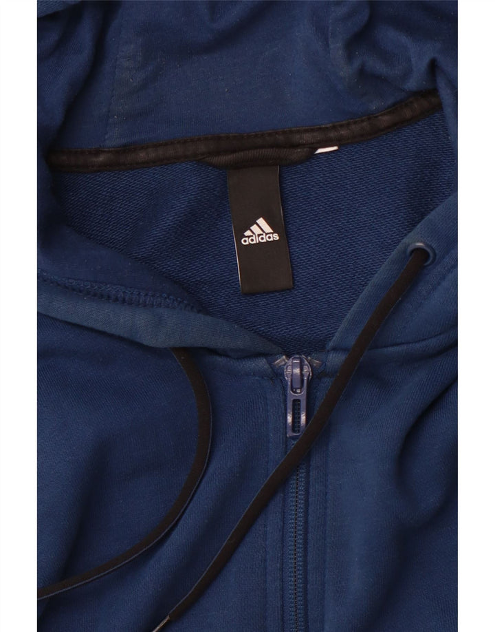 ADIDAS Mens Graphic Zip Hoodie Suéter Médio Azul