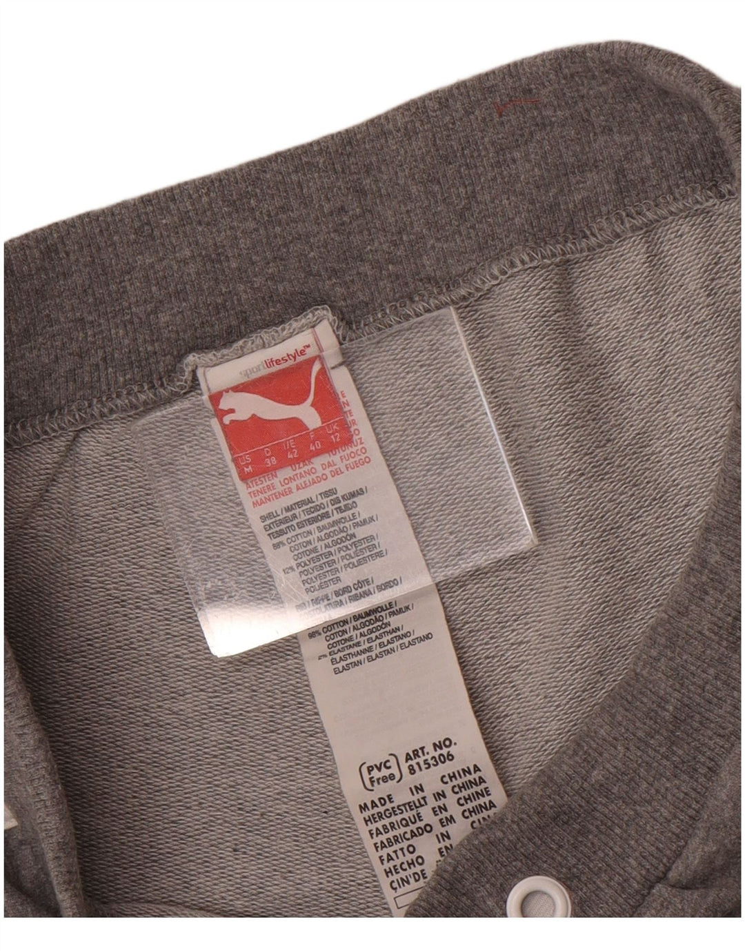 Shorts esportivos femininos Puma UK 12 algodão manchado cinza médio