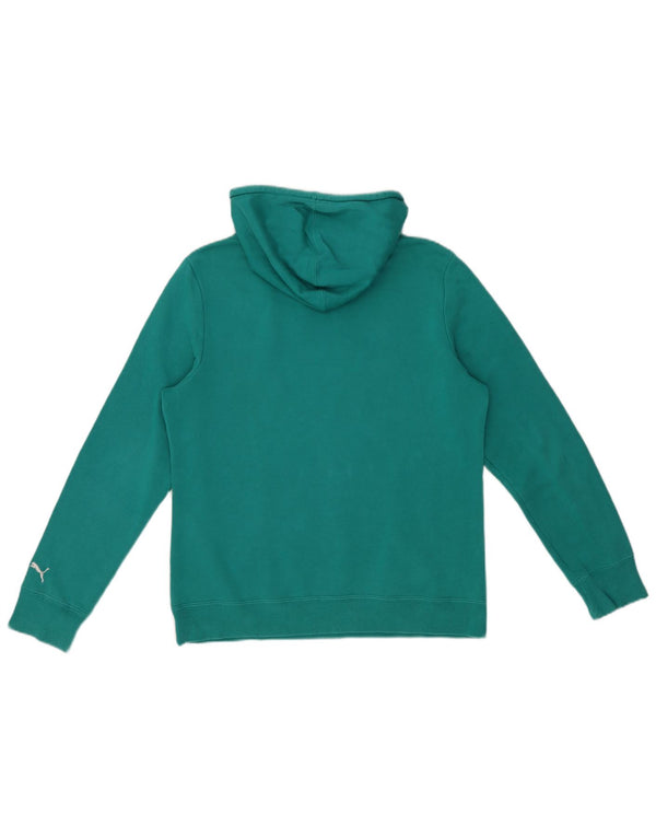 Puma Womens Graphic Hoodie Jumper UK 14 Large Turquoise Cotton