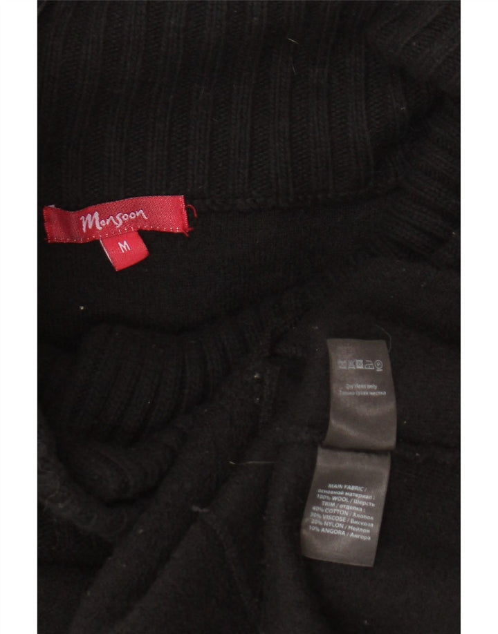 Suéter cardigã feminino Monsoon Reino Unido 14 lã preta média