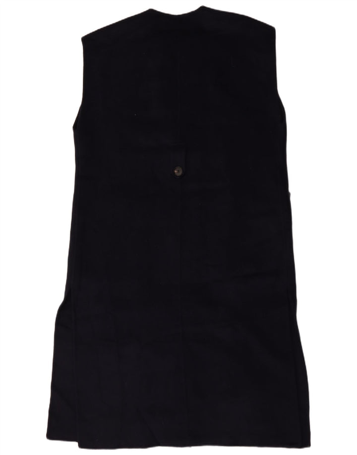 Zara Womens Longline Oversized Gilet UK 6 XS Lã Azul Marinho