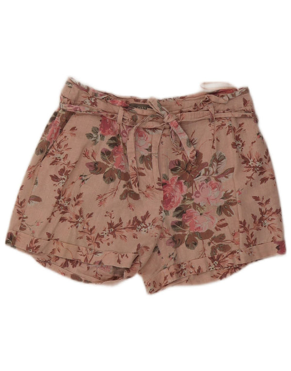 Shorts Chino Feminino Oasis UK 8 Pequeno W27 Linho Floral Rosa