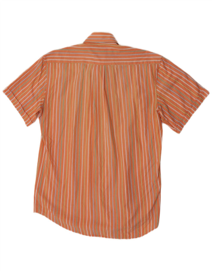 Camisa masculina de manga curta People listrada laranja grande de algodão