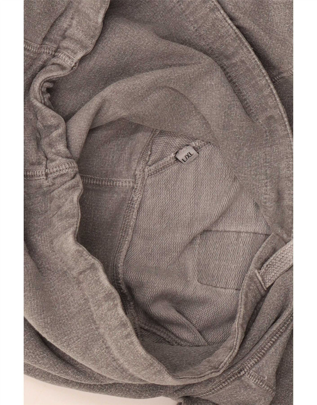 Suéter vintage masculino com capuz gráfico grande cinza