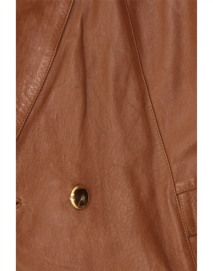 Jaqueta blazer feminina de couro com peito duplo da Anfor IT 44 marrom médio