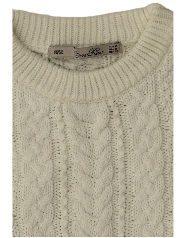 Zara Suéter feminino com gola redonda médio branco