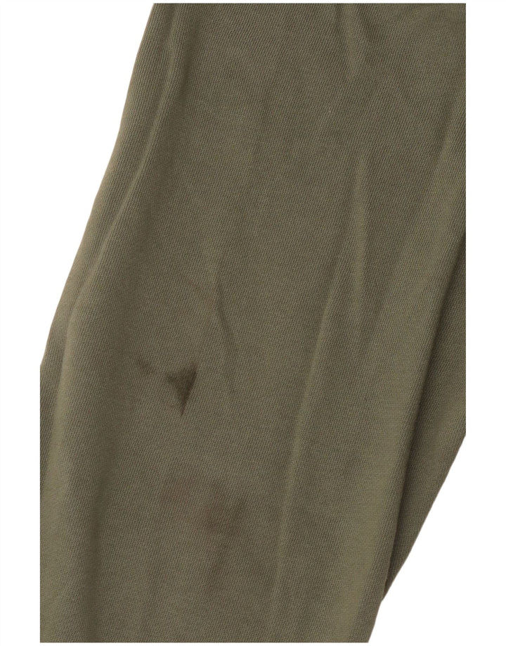 Suéter feminino Roxy com gola redonda e botão UK 16 grande algodão cáqui